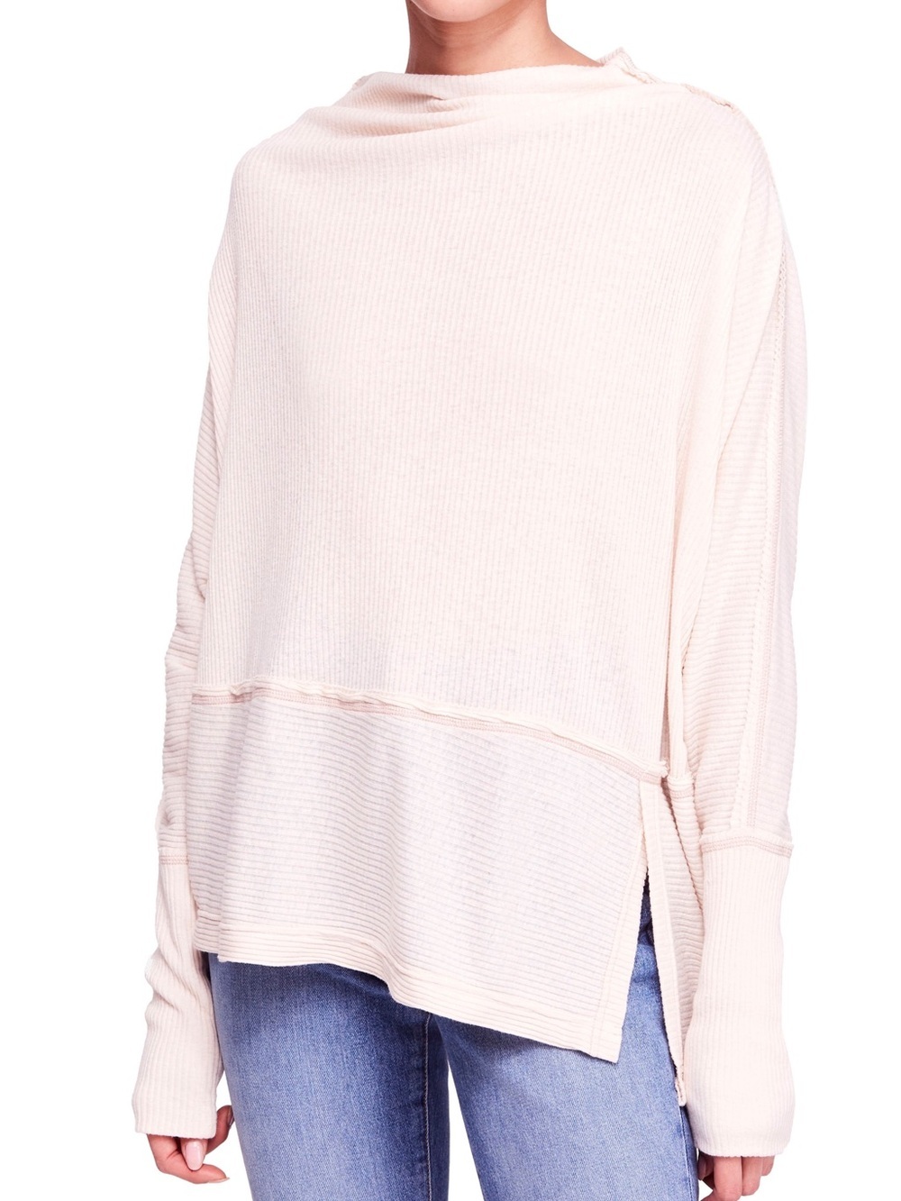Free People London Thermal Tunic Top Knit Pullover Sweater Dark Grey Size Medium